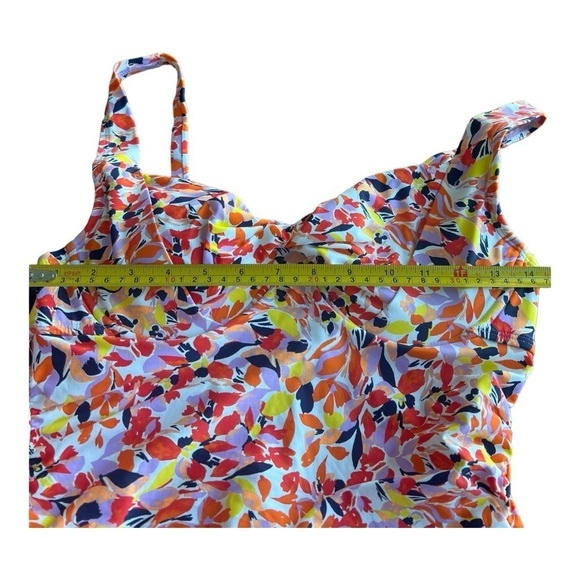 Anne Cole Orange Navy Retro TwistFront Underwire Tankini Swim size 34C/36B - Picture 6 of 15